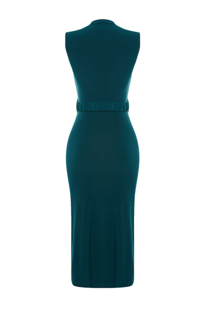 Emerald Green Belted Bodycon Dress