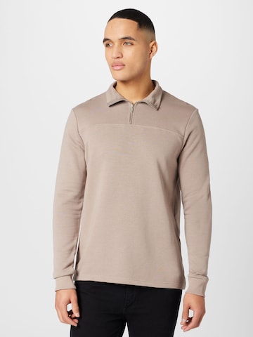 Nude Quarter Zip Funnel Neck Sweatshirt