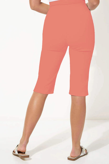 Salmon Knee Length Stretch Shorts