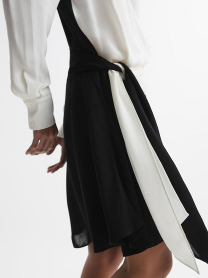 Black Sadie Colour Block Belted Mini Dress