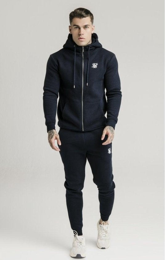 Navy Essentials Zip Through Hoodie