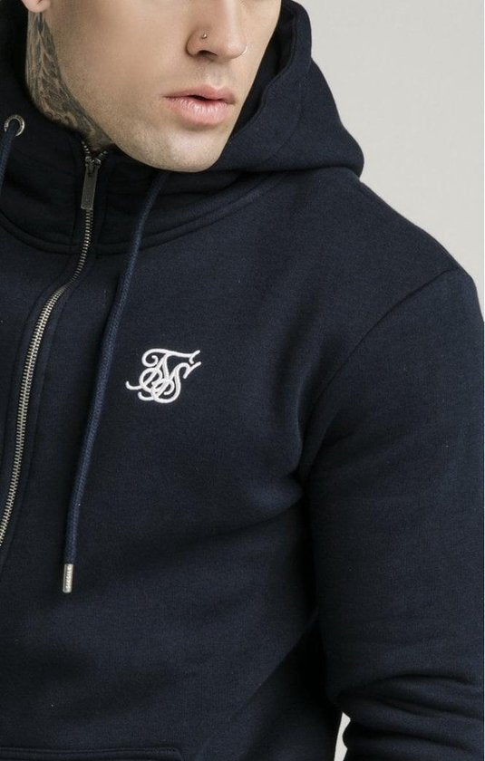 Navy Essentials Zip Through Hoodie