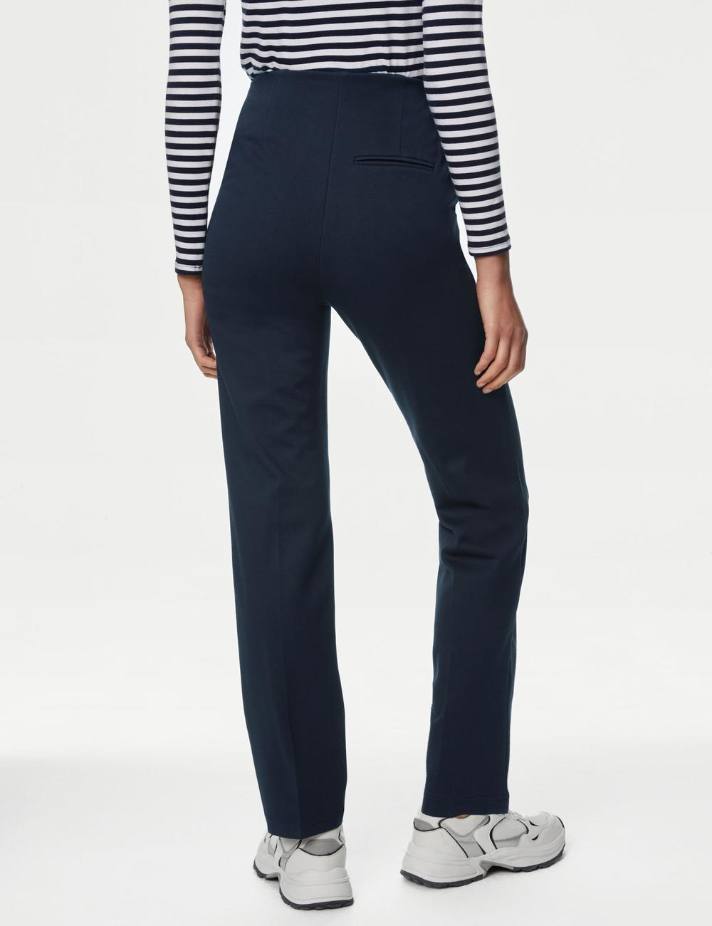 Jersey Twill Straight Leg Trousers Navy