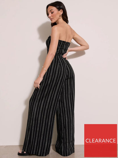 Michelle Keegan Striped Bandeau Wide Leg Jumpsuit.