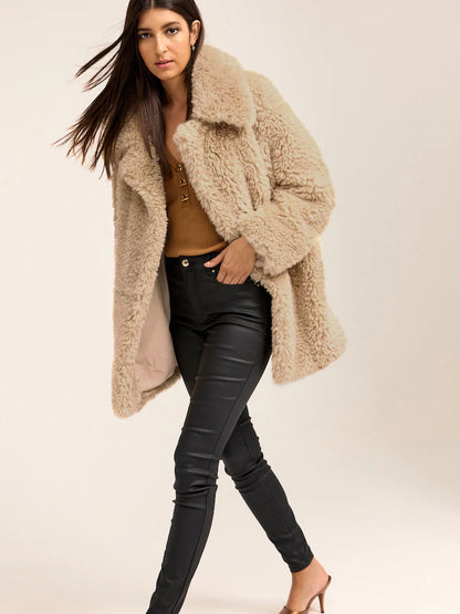 Ecru Cream Teddy Borg Coat