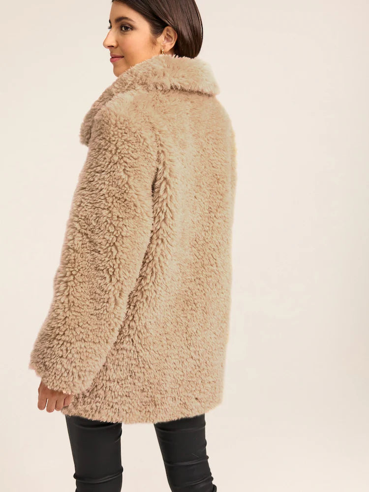 Ecru Cream Teddy Borg Coat
