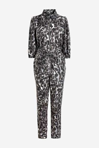 Charcoal Animal Print Jumpsuit