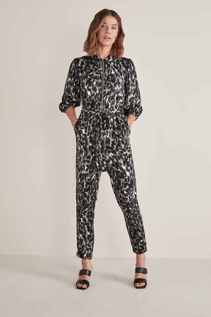 Charcoal Animal Print Jumpsuit