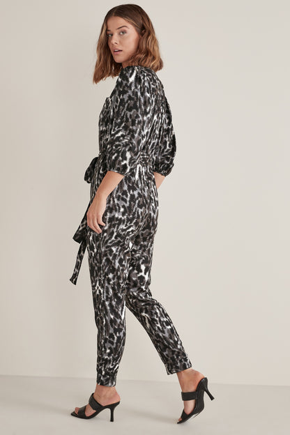 Charcoal Animal Print Jumpsuit