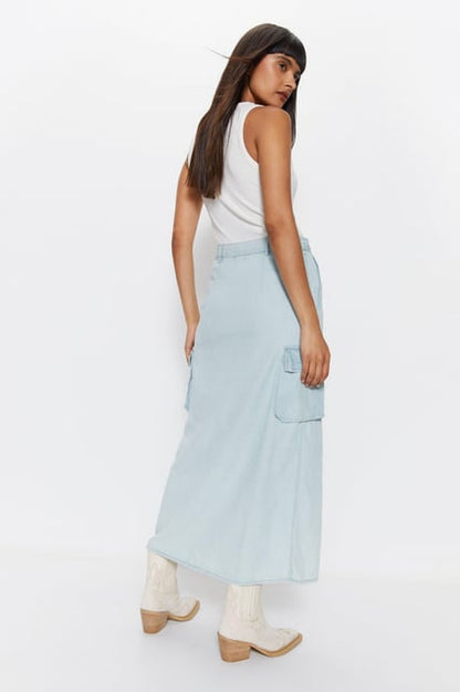 Denim Cargo Skirt Blue