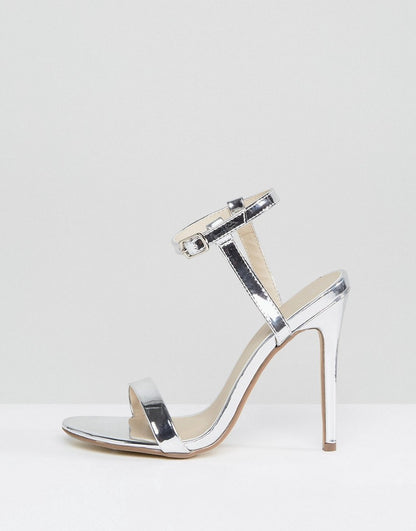 Barely There Heeled Sandals Silver Sandals