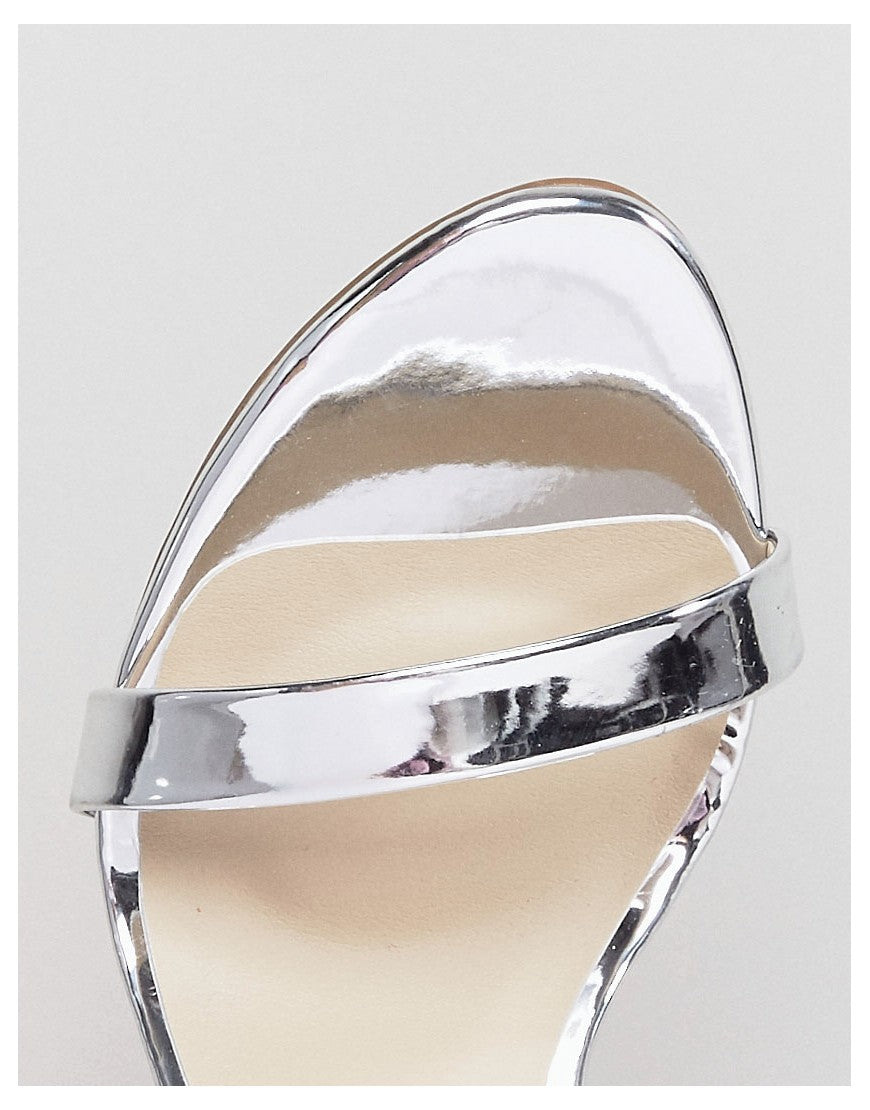 Barely There Heeled Sandals Silver Sandals