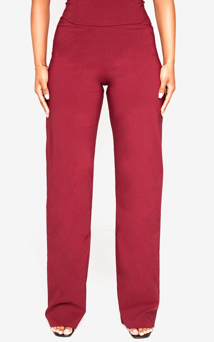 Cherry Red Stretch Woven Low Rise Cargo Trousers