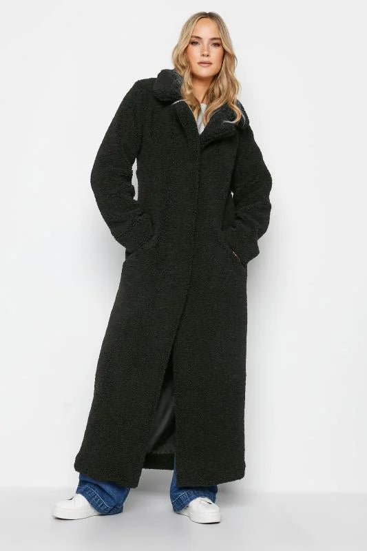 Tall Black Teddy Maxi Coat