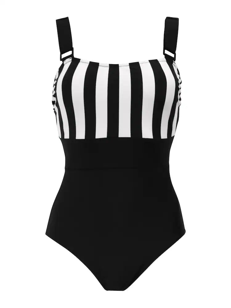 Black/White Palm Springs Colour Block Tummy Control Swimsuit
