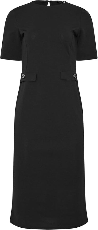 Tall Scuba Button Midi Dress