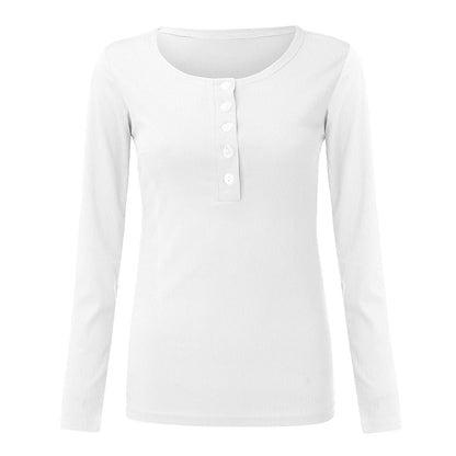 Cream Button Placket Longsleeve Top