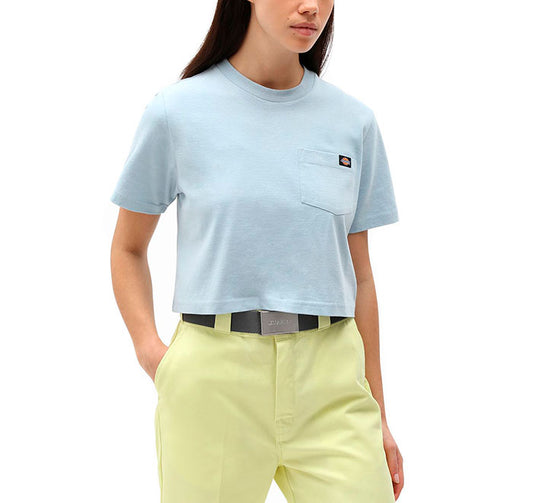 Dickies Womens Porterdale Cropped T-Shirt Fog Blue