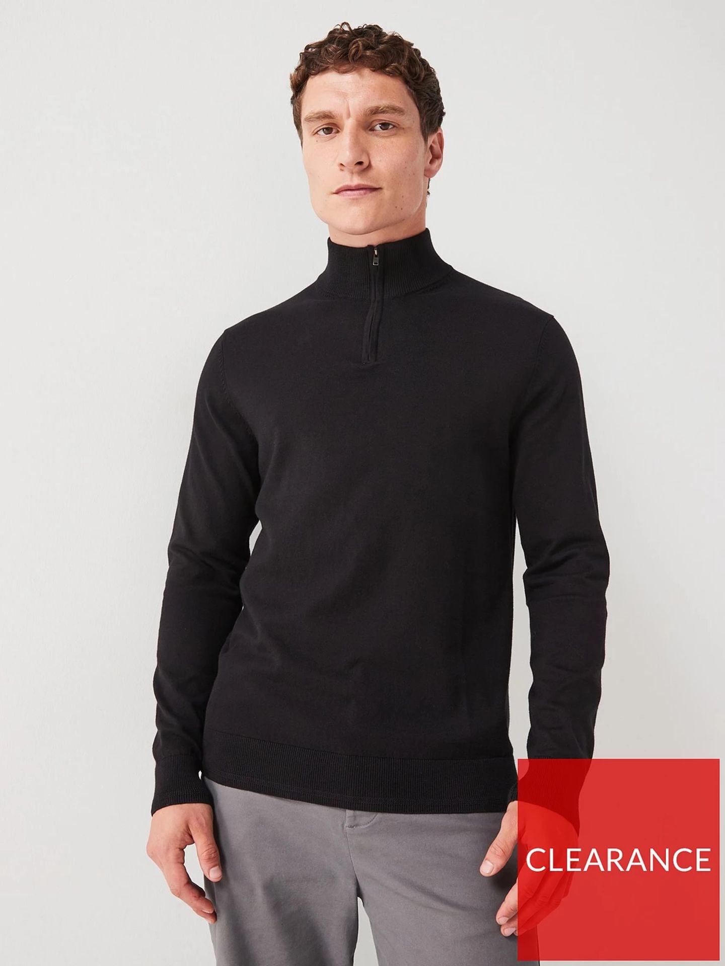 Everyday Quarter Zip Cotton Rich Sweater Black