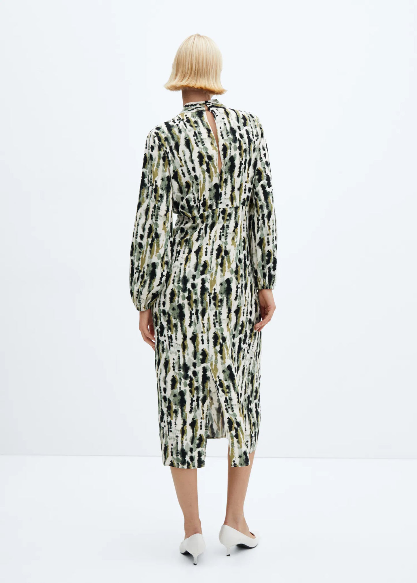 Mango Leonor Printed Ruched Detail Midi Dress