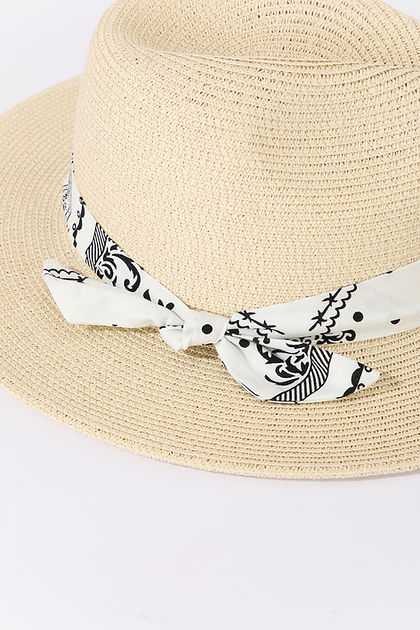 Straw Hat With  Decorative Ribbon Band