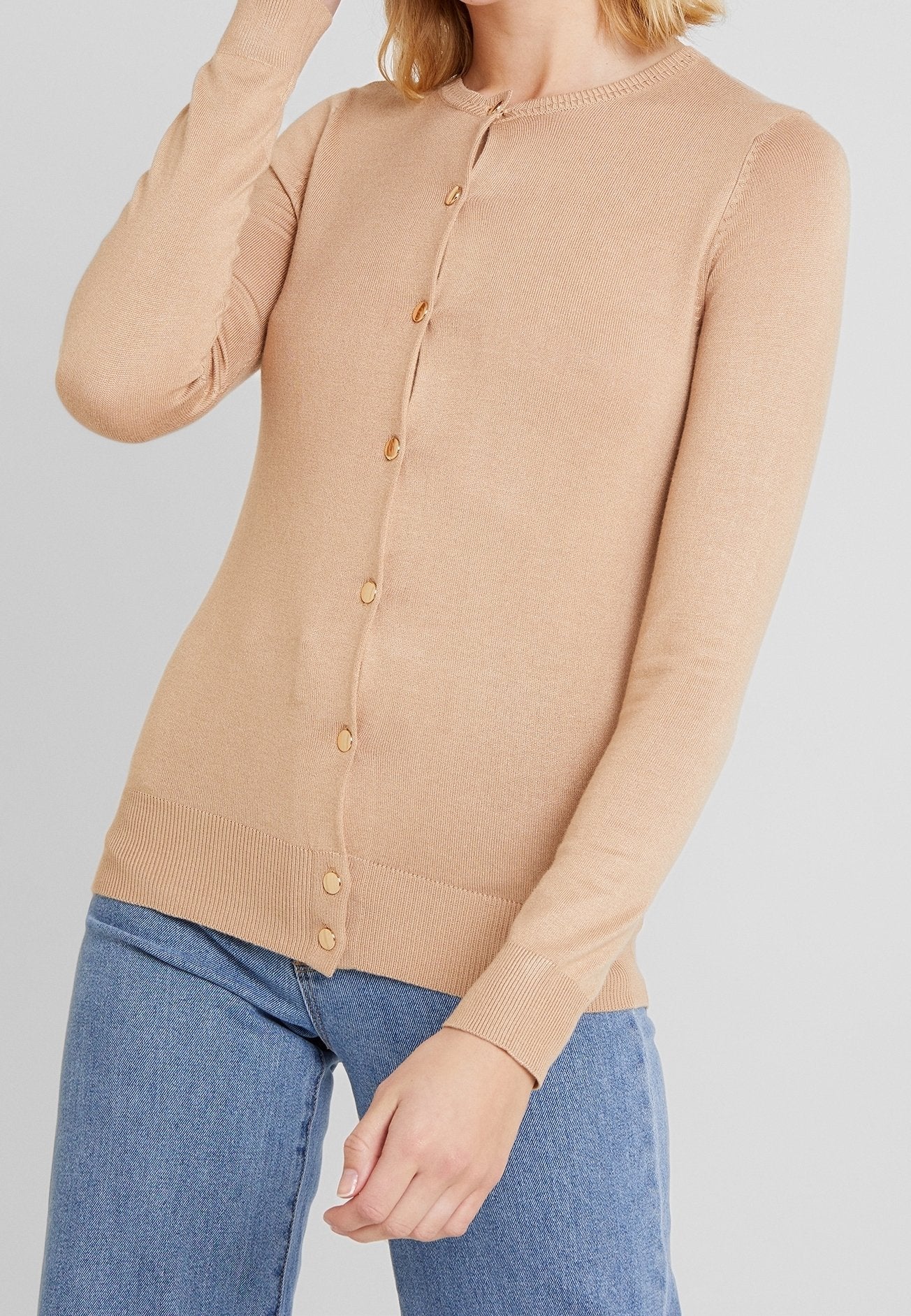 Camel Gold button Lightweight Cardigan