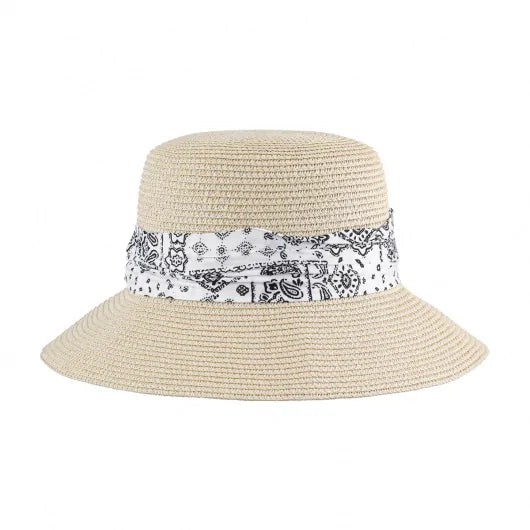 Straw Hat With  Decorative Ribbon Band