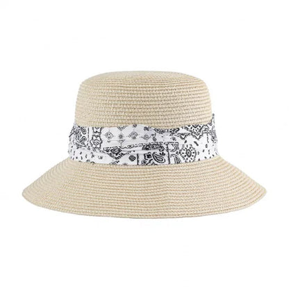 Straw Hat With  Decorative Ribbon Band
