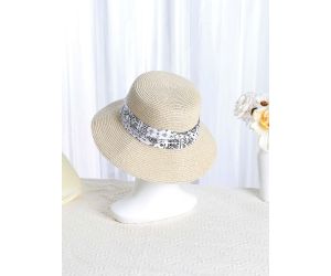 Straw Hat With  Decorative Ribbon Band