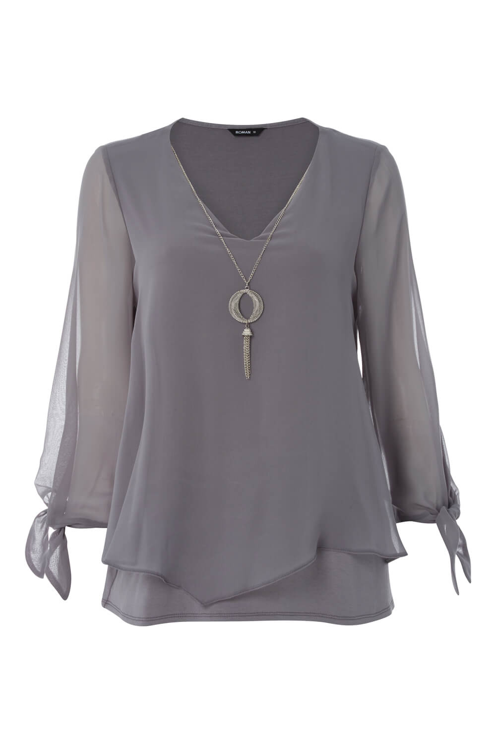 Grey Tie Cuff Top