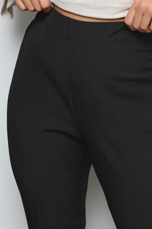 Black Elasticated Tapered Stretch Trousers