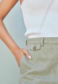 Next Wide-Leg Linen Trousers - Sage Green