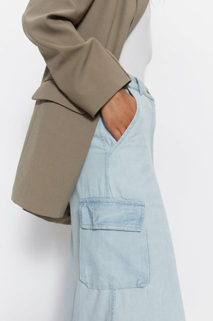 Denim Cargo Skirt Blue