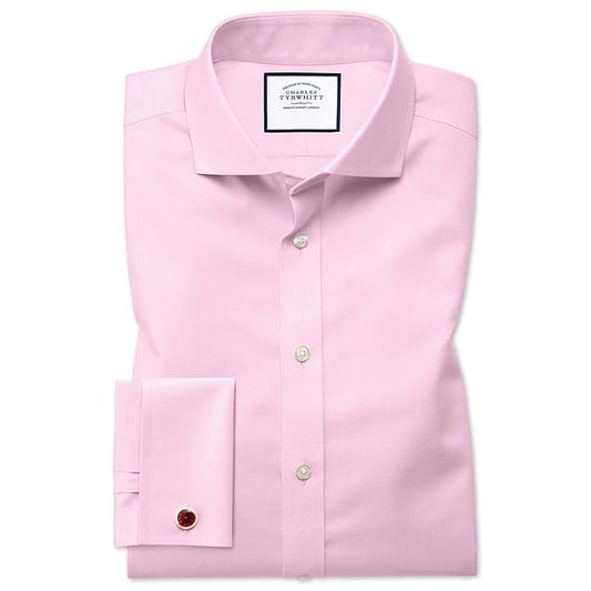 Cutaway Collar Non-Iron Twill Extra Slim Fit Shirt - Pink Double Cuff