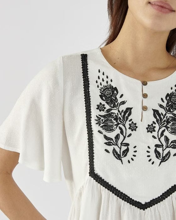 Off White Embroidered Blouse