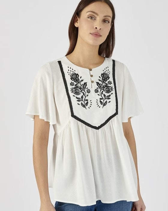 Off White Embroidered Blouse