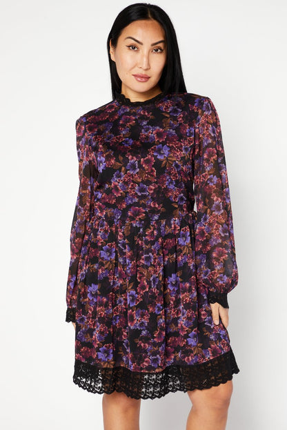 Naked Black Combo Floral Sheath Midi Dress