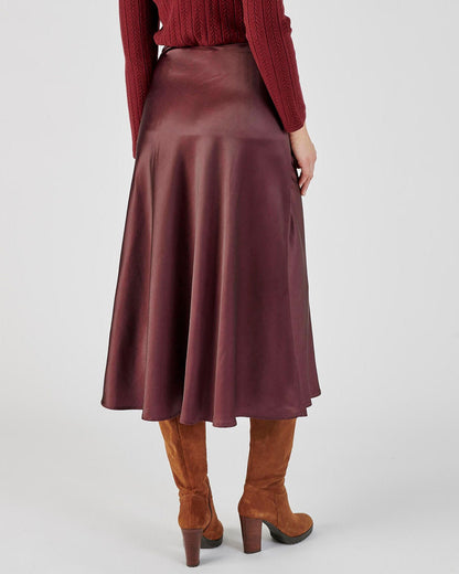 Satin Slip Skirt Burgundy