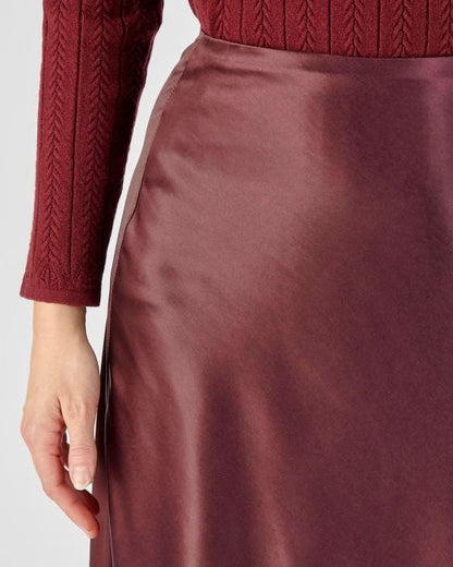 Satin Slip Skirt Burgundy