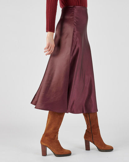 Satin Slip Skirt Burgundy