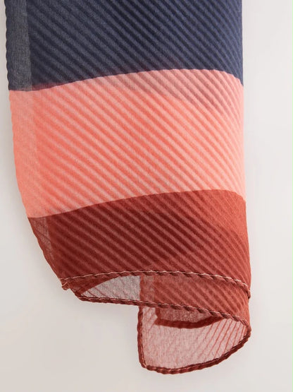 Orange Bright Stripe Plisse Lightweight Scarf