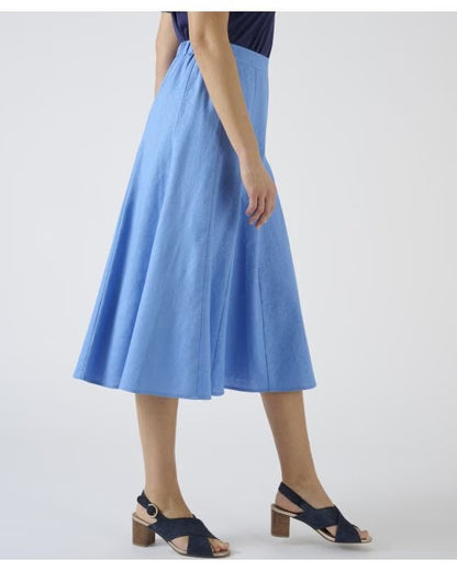 Linen Blend Midi Skirt