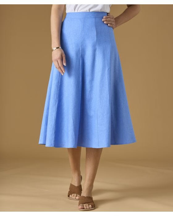 Linen Blend Midi Skirt