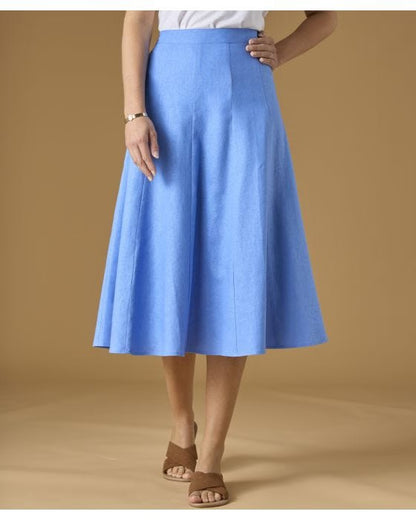 Linen Blend Midi Skirt
