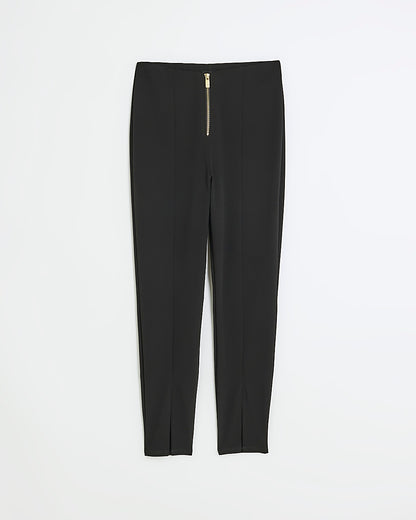 Black Zip Detail High Waisted Leggings