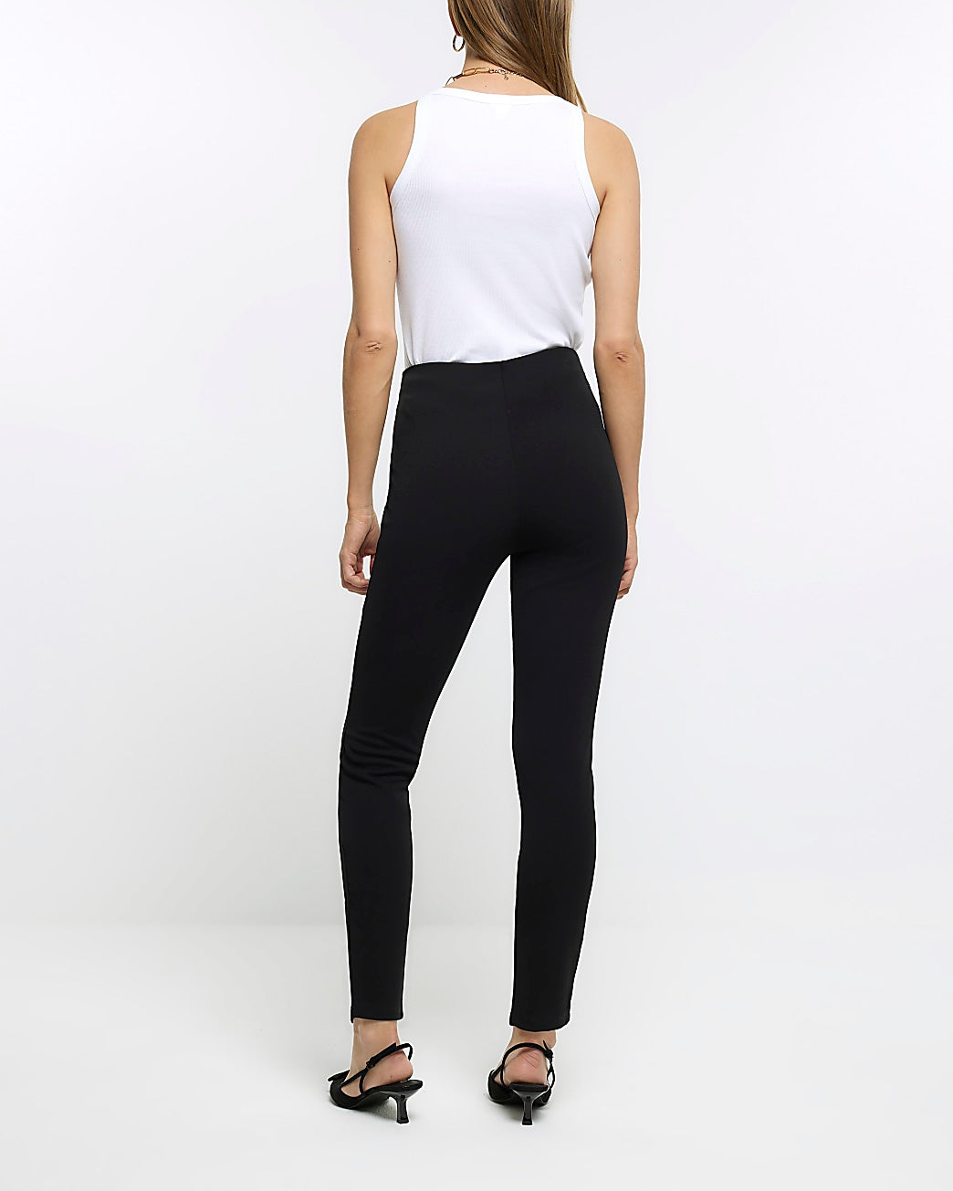 Black Zip Detail High Waisted Leggings