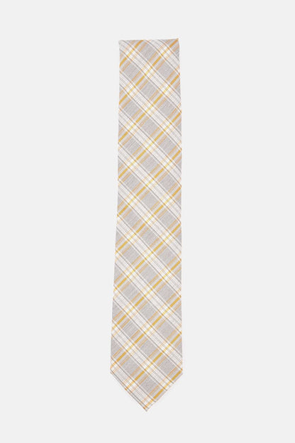 Cream Plaid Silk Necktie