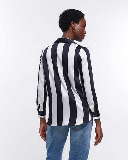 Black Satin Stripe Shirt