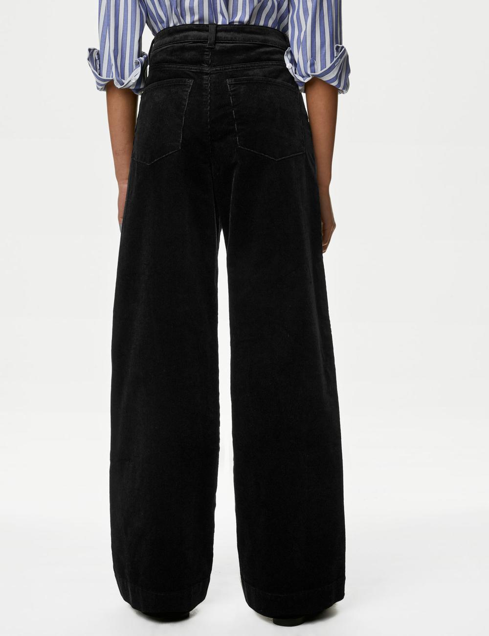 Black Cotton Rich Cord Wide Leg Trousers