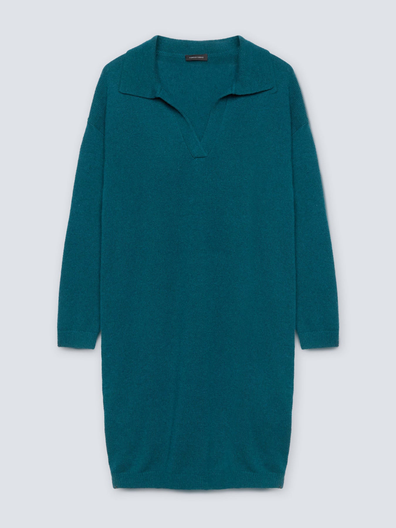 Green Knitted Dress With Collar